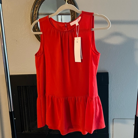 Nordstrom Firey Red Adyson Parker Peplum dress up/down Top! Great Qualit… - Picture 1 of 11